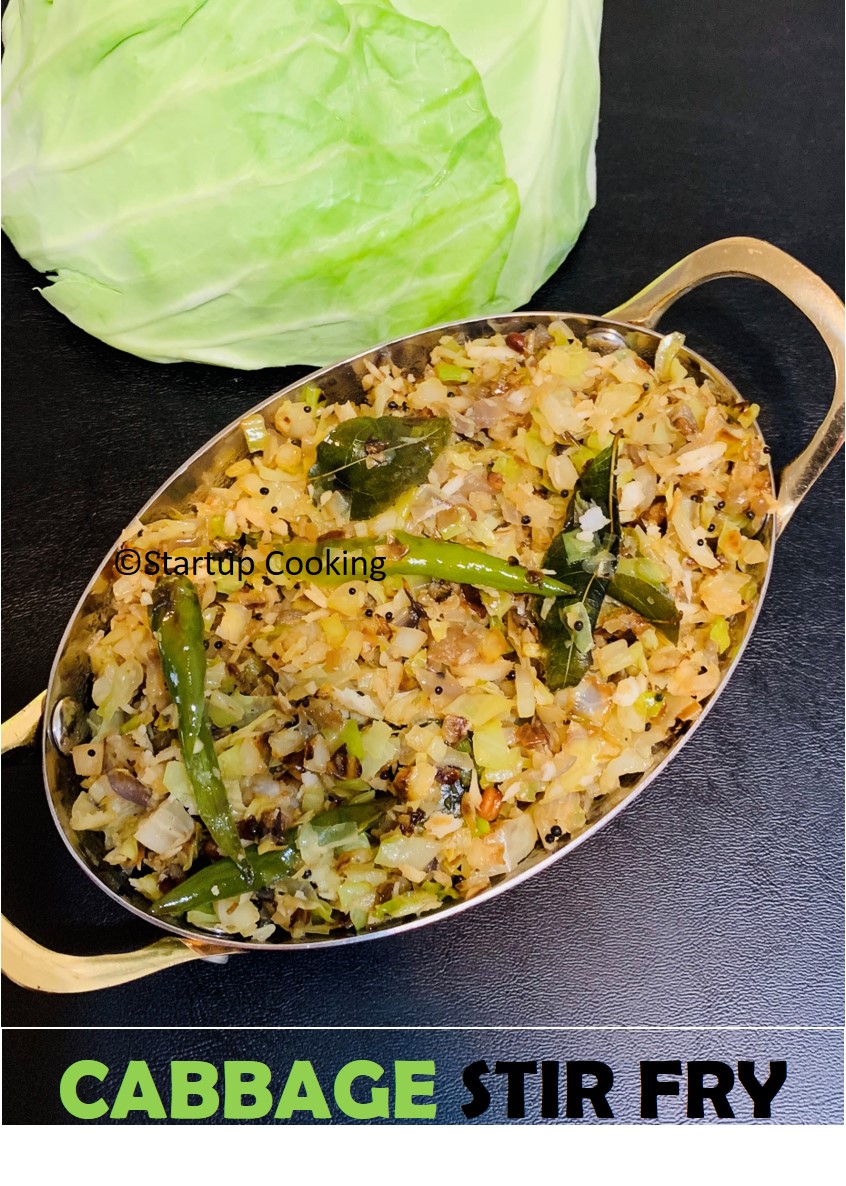 Cabbage Stir Fry Cabbage Poriyal Recipe Cabbage Stir Fry With Coconut Startup Cooking 1