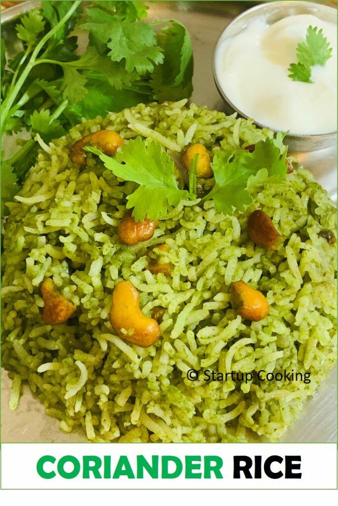 Coriander Rice Recipe | One Pot Rice Recipe | Cilantro Rice Recipe ...