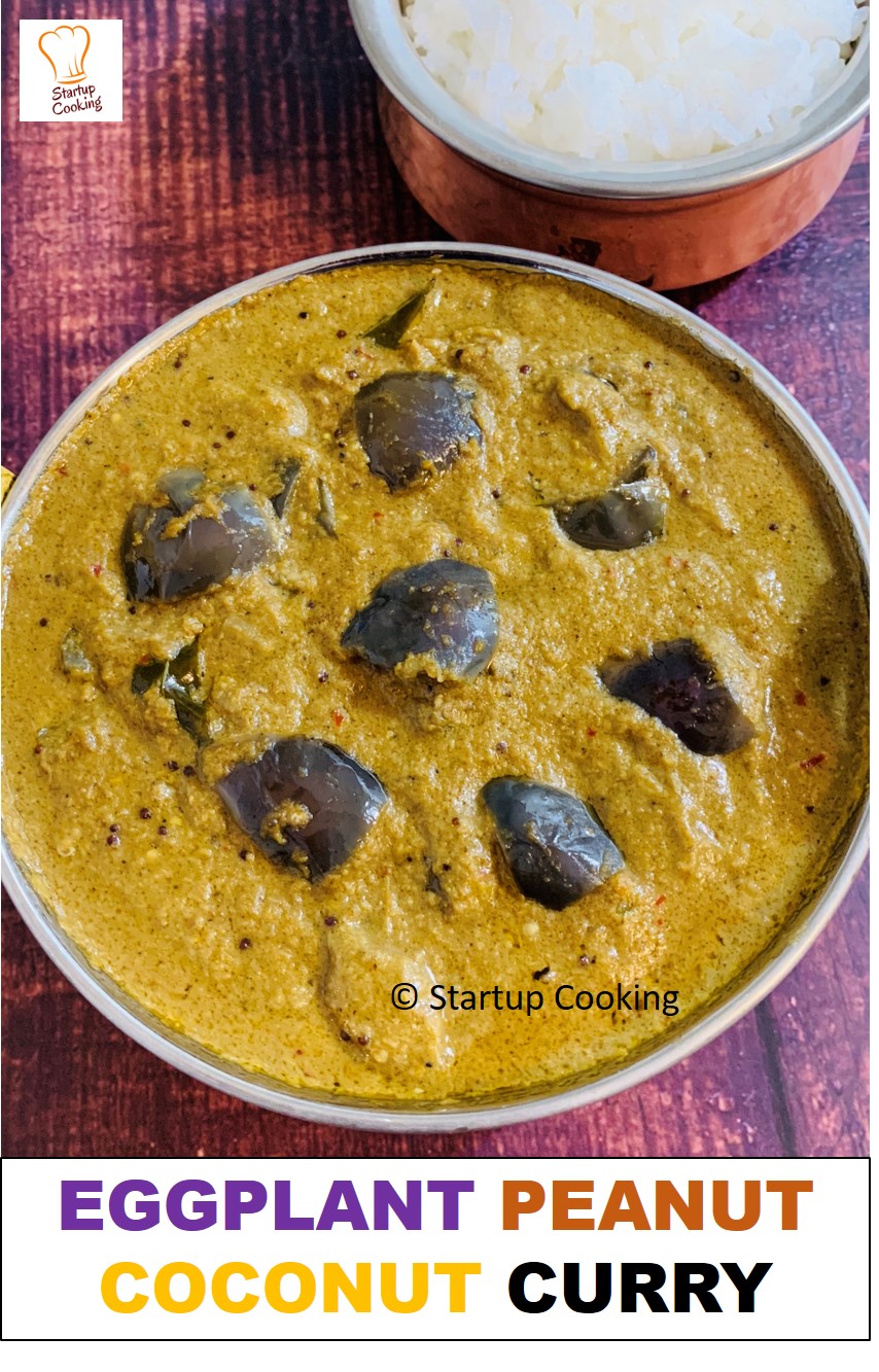 Eggplant Peanut Coconut Curry Recipe Eggplant Recipe Brinjal Peanut Kuzhambu Startup Cooking 1