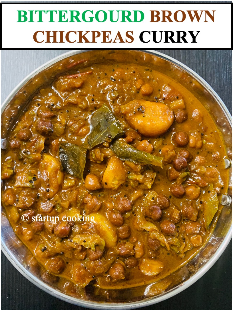 Pavakkai Sundal Kuzhambu Bittergourd Brown Chickpeas Curry Startup Cooking 1